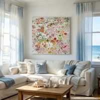 Peinture à l'huile originale peinte à la main, impressionniste, florale, en impasto, composition de fleurs sauvages éclatantes, décoration moderne pour la maison
