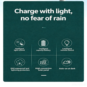 Aluminum <b>LED</b> Solar Street <b>Light</b> 5000K IP65 Waterproof Integrated <b>Motion</b> <b>Sensor</b> Outdoor Lighting 300W - Product Image 6