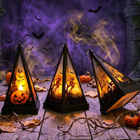 Lanterne à vent triangulaire et carrée, nouvelle collection 2026, idéale pour la décoration de table de fête d'Halloween, accessoire et cadeau très demandés