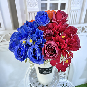 Flores Queyiyi, Rosas Artificiales de Seda, 10 Cabezas, Decoración para Bodas, Colores Primaverales, Hechas a Mano - Product Image 2