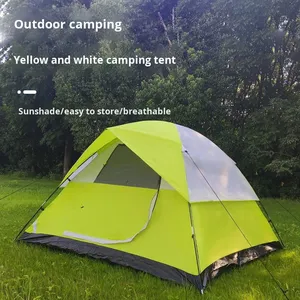 Carpa de Camping para Exteriores, de Una Habitación, para las Cuatro Estaciones, Doble Capa, 1500-2000 mm, Impermeable, Portátil, Plegable, Automática, Amarilla y Blanca, para Parque - Product Image 2