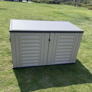 Armoire de rangement extérieure en HDPE écologique, verrouillable, à double <span class=keywords><strong>porte</strong></span>, pour jardin, patio, cour, facile à assembler, 120 gallons, résistante aux intempéries - Product Image 1