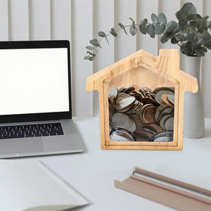 Hucha de madera natural, hucha, hucha de madera, hucha con dinero visible, hucha familiar. - Product Image 4