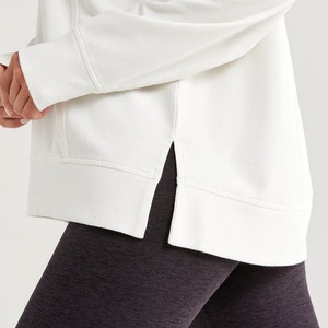 Señora Casual polar liso venta al por mayor algodón ropa de calle de gran tamaño personalizado bordado impresión lujo mujeres cuello redondo sudaderas - Product Image 3