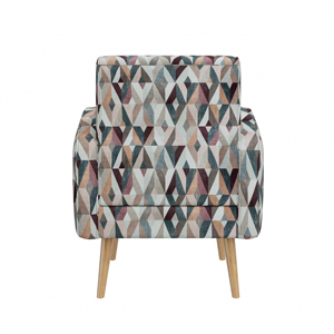 Sillón Tapizado con Patrón Geométrico Triangular Vintage, con Reposabrazos y Patas de Madera, Sofá Individual para Balcón de Apartamento - Product Image 5