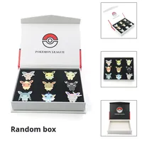 Ensemble de 9 badges/broches en alliage métallique plaqué or, édition 9Q, thème Famille Pokémon Anime, impression numérique, pour toutes les occasions