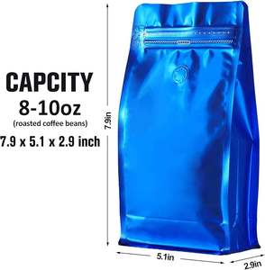 Sacs à café bleus brillants avec pochettes debout à valve (toute taille peut être personnalisée) Valve de dégazage Sacs de stockage des aliments à bande ouverte facile - Product Image 2