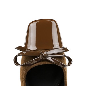 5297-H81 estilo europeo americano banquete <span class=keywords><strong>zapatos</strong></span> de tacón <span class=keywords><strong>medio</strong></span> para <span class=keywords><strong>mujer</strong></span> boca baja cuadrado gamuza empalmado leopardo tacón grueso Detalle de lazo - Product Image 5