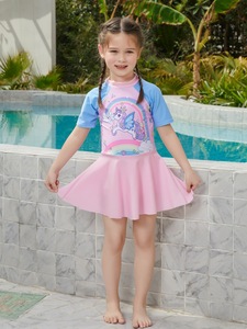 Maillot de bain une pièce pour femmes, manches courtes, séchage rapide, adapté aux sources chaudes, au surf, design <span class=keywords><strong>licorne</strong></span> - Product Image 3