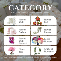 Set Bunga Sutra Buatan Tangan Realistis Warna Pink, Hydrangea dan Anggrek Phalaenopsis untuk Dekorasi Latar Belakang Pernikahan dan Ulang Tahun