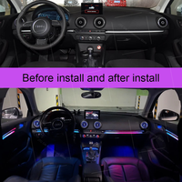 Kit d'éclairage d'ambiance pour Audi A3 8V 2013-2020 |   Écran d'application pour assemblage complet de ventilation de turbine 4D en fibre de carbone effet écaille de dragon RHD LHD