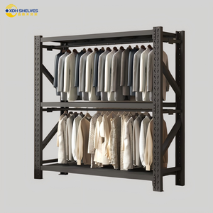 Industriële Kledingrek Magazijn Kleding Rekken Voor Kledingopslag Eenvoudige Vloerstaande Hangende Hengel Rekken - Product Image 2