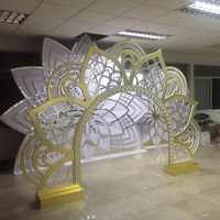 Fournitures de Mariage Arche de Fond Luxueuse en Acrylique Doré pour Décoration de Mariage