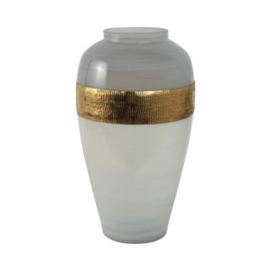 Vaso in vetro con fascia dorata, vaso decorativo per fiori, per soggiorno, decorazione per la casa - Product Image 1
