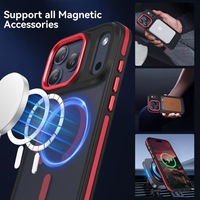Coque PC magnétique compatible au toucher mat pour 16/17 Pro Max ; Coque rigide antichute bicolore avec imprimé animal
