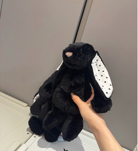 Peluche Coniglio Nero di Alta Qualità con Orecchie Lunghe e Morbide a Pois, Versione Limitata, con Base Appesantita - Product Image 5