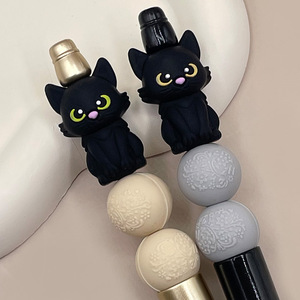 Perles de dentition en silicone chat noir, design 3D, pour bébés de 0 à 24 mois, thème Halloween unisexe - Product Image 1