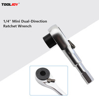 Clé à cliquet industrielle CR-V mini en acier inoxydable à double extrémité, tournevis à embout hexagonal 1/4, réversible, déporté, TOOLJOY