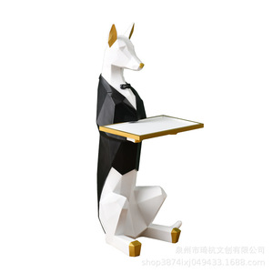 Figurine de chien gentleman au design géométrique abstrait, plateau décoratif en résine synthétique, décoration de salon, décoration de la maison QHDS011 - Product Image 5