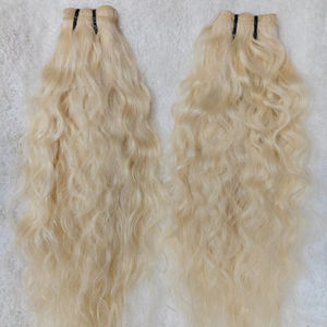 Vente en gros 613 cheveux vierges alignés sur les cuticules, paquet de cheveux humains vierges blonds russes extension de cheveux humains brésiliens blonds - Product Image 1