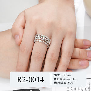 Anillo de Moissanita con Corte Marquesa, Chapado en Rodio, Plata de Ley, Anillo de Moissanita, Anillo de Diamante de Moissanita, Plata de Ley 925 - Product Image 3