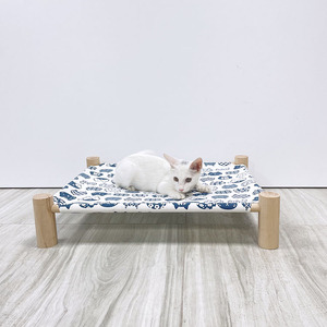 Lit en bois massif saisonnier quatre saisons avec nid en tissu lavable amovible pour chats Fournitures pour chats à motif animal - Product Image 5