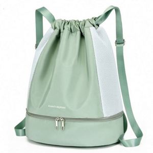 Custom Logo Travel Swimming <b>Drawstring</b> Backpack Lightweight Fitness Sports Yoga String <b>Bag</b> With Shoe Compartment - Product Image 2