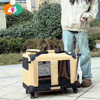Sac de transport à roulettes pour animaux de compagnie, respirant, en Oxford, avec barre de traction et poignée de transport, pour voyages en avion avec chats et petits chiens