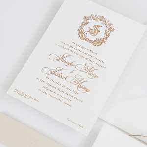 Invitación de Boda, Año Nuevo o Cumpleaños, Hecha a Mano, de Lujo, con Textura de Lámina Dorada, Ecológica, Elegante, con Impresión Tipográfica - Product Image 4