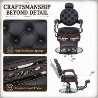 Équipement de coiffure durable, mobilier de salon confortable, fauteuil de barbier à rivets, cuir PU classique, style vintage pour salon de coiffure