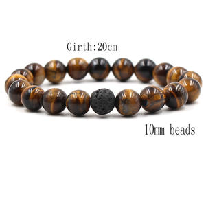 10MM yeux de tigre naturels et bracelets perlés volcaniques de lave pour hommes Bracelets de diffuseur d'<span class=keywords><strong>huile</strong></span> <span class=keywords><strong>essentielle</strong></span> parfumés à la lave noire - Product Image 4