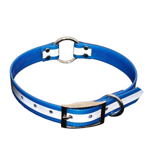 Reflective Dog <b>Collar</b> Blue White Striped TPU Coating Waterproof Durable Nighttime Use <b>Pet</b> <b>Collar</b> - Product Image 1