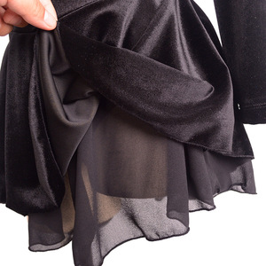 FN636 <span class=keywords><strong>vino</strong></span> <span class=keywords><strong>rosso</strong></span> tessuto coreano tessuto da donna pattinaggio artistico Costume manica lunga abito da pattinaggio per le prestazioni di ginnastica - Product Image 5