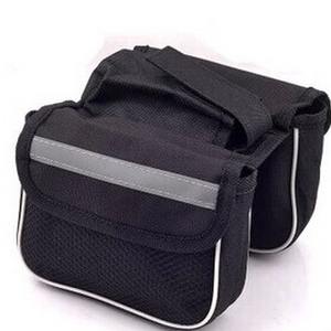 Bicycle Front <b>Frame</b> Bag 1.5L Portable Dual Compartment Soft Handle Interior <b>Black</b> Red Blue Casual Style - Product Image 1