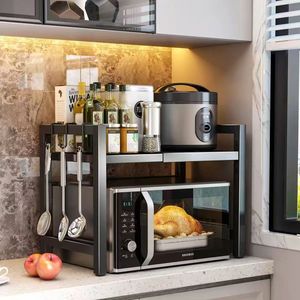 Extendable Double Layer Countertop <b>Kitchen</b> <b>Storage</b> <b>Rack</b> For Utensils And Appliances Durable Rectangle Standing Type - Product Image 1