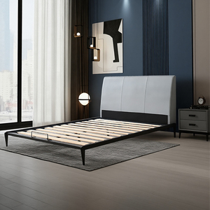 सरल सस्ते बिस्तर फ्रेम आधुनिक धातु बिस्तर फ्रेम पैरों के लिए लकड़ी का हिस्सा एकल पूर्ण आकार बिस्तर फ्रेम - Product Image 2