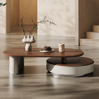 Ensemble de tables basses en bois de style minimaliste extensible, dernière collection de tables centrales design pour salon, table basse haut de gamme populaire