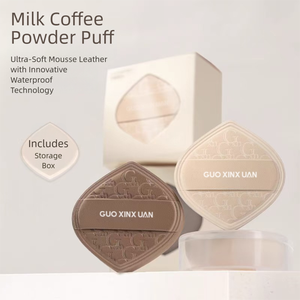 Éponge de Maquillage <span class=keywords><strong>Guo</strong></span> <span class=keywords><strong>Xin</strong></span> Xuan Goutte d'Eau, Mousse de Lait et Café, Fondation Coton Doux, Super Douce, Double Usage Humide et Sèche, Lavable - Product Image 4