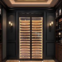 Réfrigérateur à vin en acier inoxydable avec étagères en bois et métal personnalisées, encastrable ou autoportant, pour la maison et les restaurants