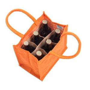 Sac fourre-tout en jute double fait à la main pour le transport du vin poignées en bois fermeture à cordon renfort inférieur lavable pliable design-cadeau - Product Image 3
