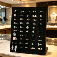 Présentoir à bijoux en acrylique personnalisé avec surface en velours de haute qualité, support de présentation pour 50 bagues et boucles d'oreilles, organisateur en forme de L