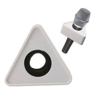 Drapeau de microphone triangulaire en ABS personnalisé avec logo pour interview TV, station de microphone DIY avec éponge
