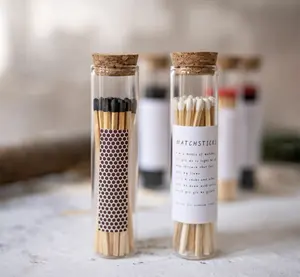 3inch Wooden Matchsticks In Bottle Candle Custom Label Aromatherapy New Custom Colorful Match Sticks In Glass Jar Bottle Matche