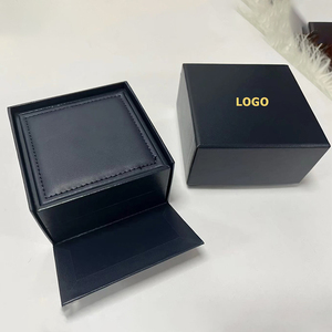 Luxury <b>Black</b> Double Door Watch Gift <b>Box</b> Customized Logo Velvet Lined Wrist Watch Bracelet Bangle Display Packaging <b>Box</b> - Product Image 5