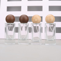 Botol Semprot Parfum Kosong Kaca 50ml Portabel Kelas Atas dengan Tutup Bambu, Botol Parfum Sub-Botol, Sablon