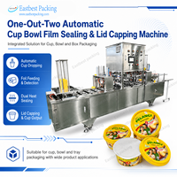 Machine de scellage et de capsulage entièrement automatique Eastbest OEM 1 entrée 2 sorties pour gobelets et bols, avec détection de film et sortie de contenants
