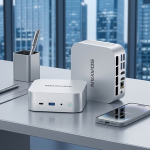 Nuevo Mini <span class=keywords><strong>PC</strong></span> Intel Core Ultra 9 185H con IA, DDR5, Windows 11, Gráficos Arc, Triple Pantalla, WiFi 6, Doble LAN, SSD NVMe, Computadora Empresarial - Product Image 1