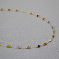 Collier court élégant et polyvalent en pierre naturelle colorée, style rétro japonais, délicat, simple et unique, pour femme