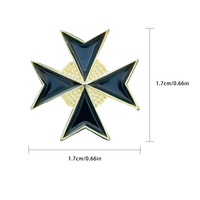 Épingles de revers maçonniques, badge commémoratif, maçon, franc-maçon, BLM56b, croix noire, ordre des chevaliers templiers, ordre des chevaliers de Malte, 1,8*1,8 cm