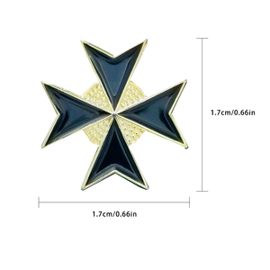 Épingles de revers maçonniques, badge commémoratif, maçon, franc-maçon, BLM56b, croix noire, ordre des chevaliers templiers, ordre des chevaliers de Malte, 1,8*1,8 cm - Product Image 2